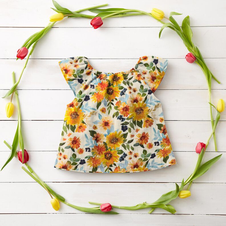 Double Gauze/Muslin sunflower meadow Digital Print | Poppy Fabrics – cream,  image number 7