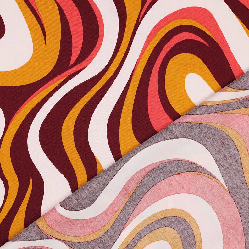 Sateen retro waves| Poppy Fabrics – burgundy/curry yellow,  image number 4