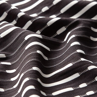 Lightweight knitted fabric with raised stripes – black/white, 