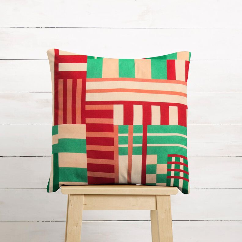 Decor Fabric Half Panama modern shapes – juniper green/dark red, image number 10