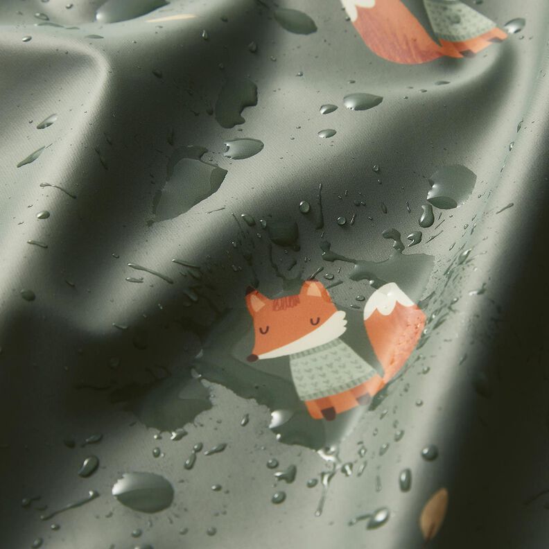 Raincoat Fabric Fox Digital Print – reed,  image number 6
