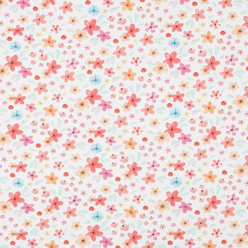 GOTS Cotton Jersey colorful flowers Digital Print | Poppy Fabrics – white/apricot, image number 1