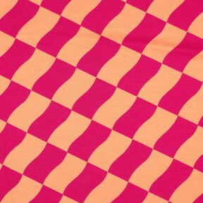 Softsweat wavy check| Poppy Fabrics – intense pink/peach orange, 