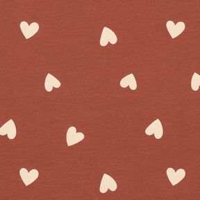 French terry Scattered Hearts &ndash; dark red, 