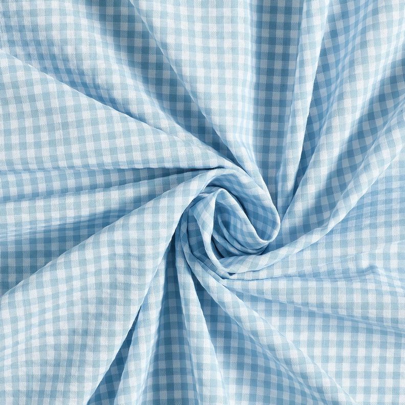 <h2>Light Blue Small Check Seersucker &ndash; 100% Cotton, Textured</h2>,  image number 3