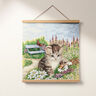 Decorative Panel Tapestry Fabric playing kitten – carmine/light beige,  thumbnail number 7