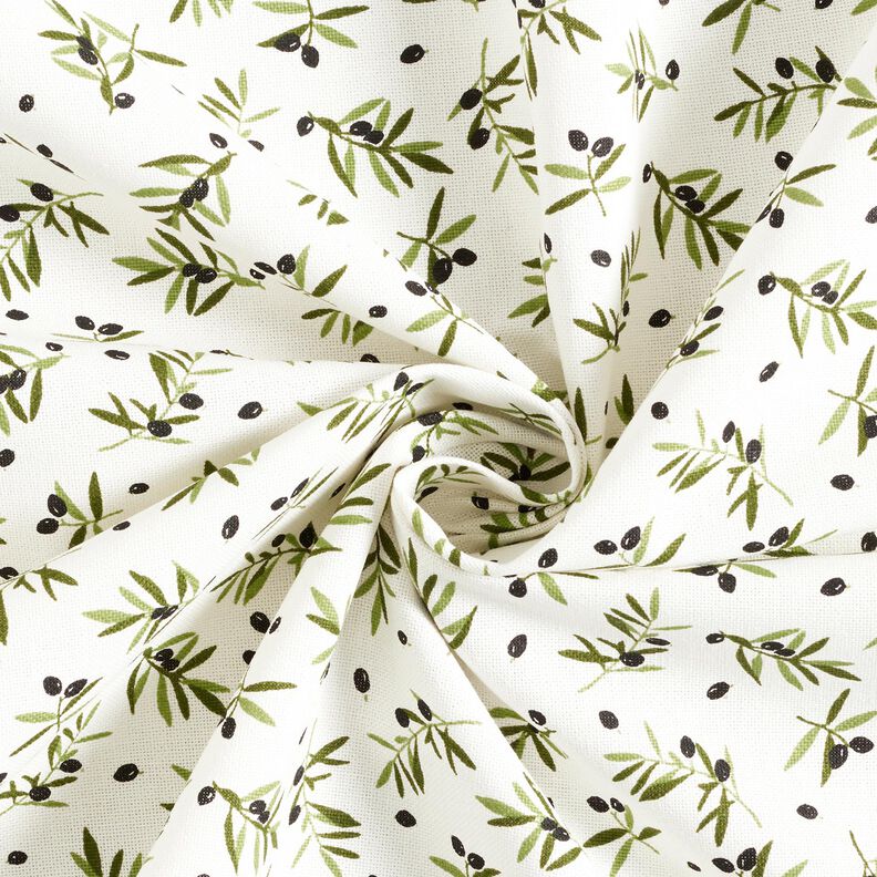 Decor Fabric Half Panama mini olives – ivory/pine,  image number 3
