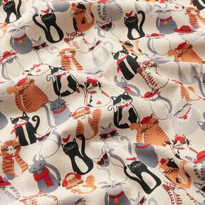 Decor Fabric Half Panama elegant cats – natural/grey, 