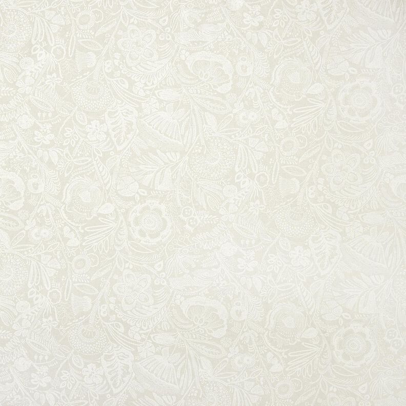 Decor Fabric Half Panama Floral Paisley – natural/white,  image number 1