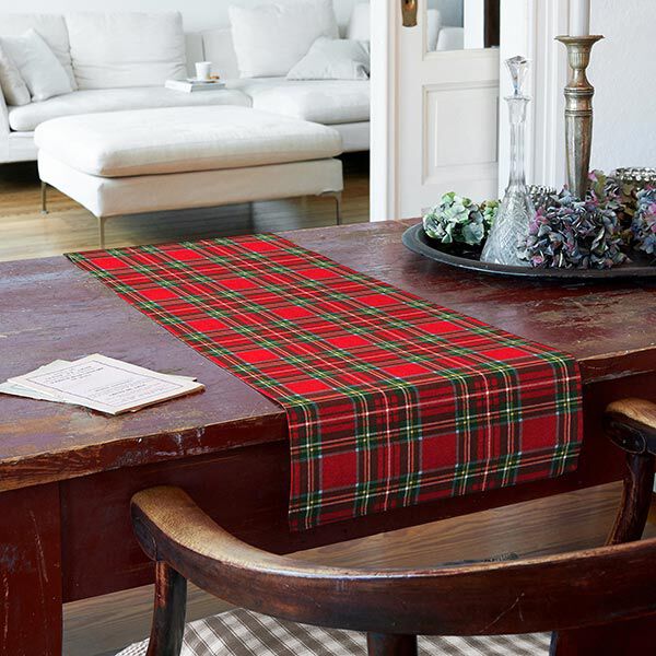 Decor Fabric Canvas Tartan – red/fir green, image number 8