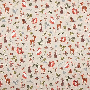 Decor Fabric Half Panama woodland animals – natural, 