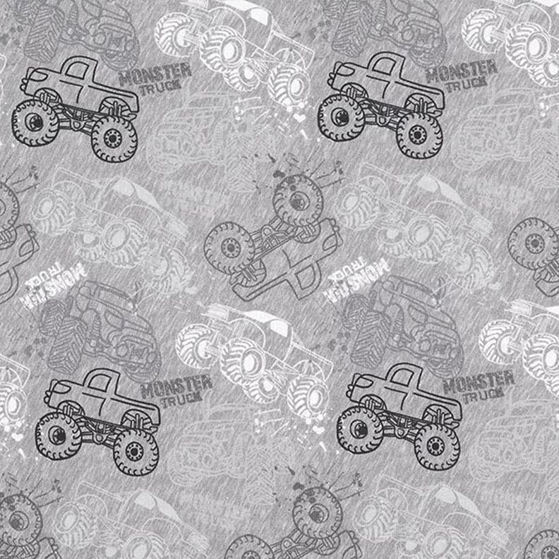 Brushed Sweatshirt Fabric Monster Trucks Mottled – grey,  image number 1
