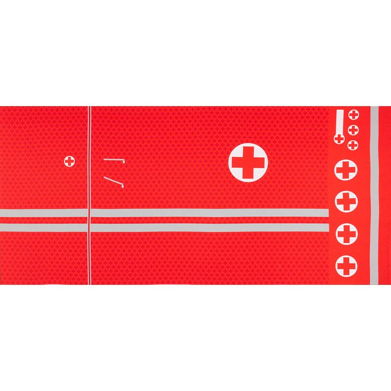 French terry Panel Emergency doctor outfit | Stoff&Liebe – red/silver grey,  image number 5