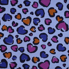 Brushed Sweatshirt Fabric colourful hearts | Poppy Fabrics – steel blue, 