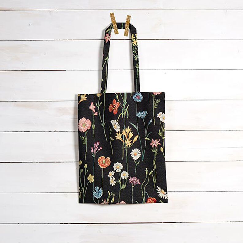 Decor Fabric Tapestry Fabric wildflowers – black/rosé,  image number 7