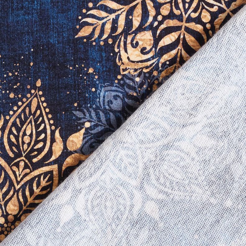 French Terry Mandala | Glitzerpüppi – navy blue/apricot, image number 4