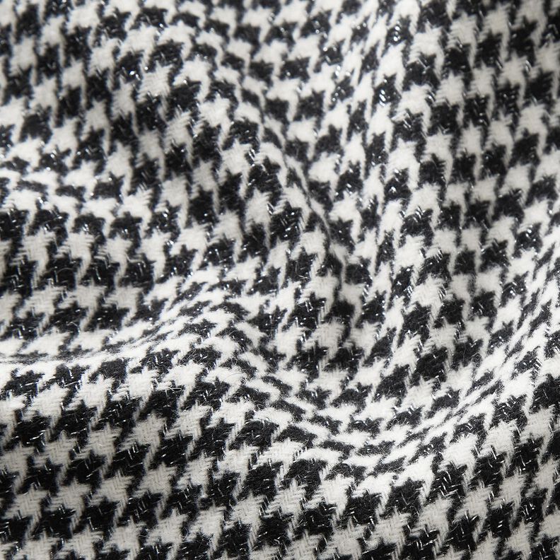 Coat Fabric Wool Blend Glitter houndstooth – black/offwhite, image number 2