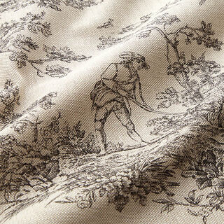 Decor Fabric Half Panama classic Toile de Jouy – black/natural, 