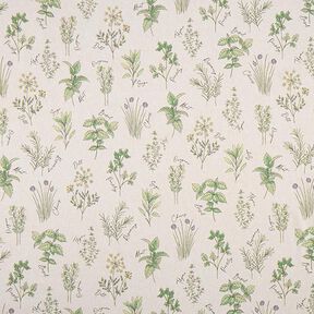 Decor Fabric Half Panama kitchen herbs – natural/green, 