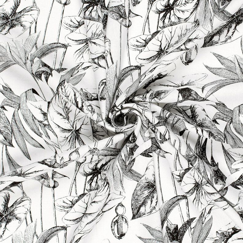 Viscose Linen Blend Tropical plants – offwhite/black,  image number 3
