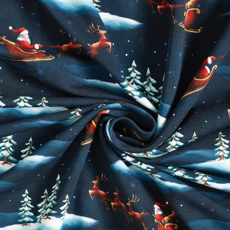 French Terry Santa Claus is coming | Glitzerpüppi – midnight blue/chili, image number 3