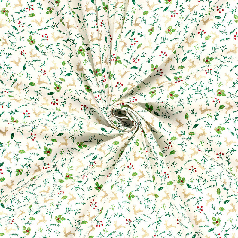 Cotton Poplin Deer and branches – offwhite/gold, image number 3