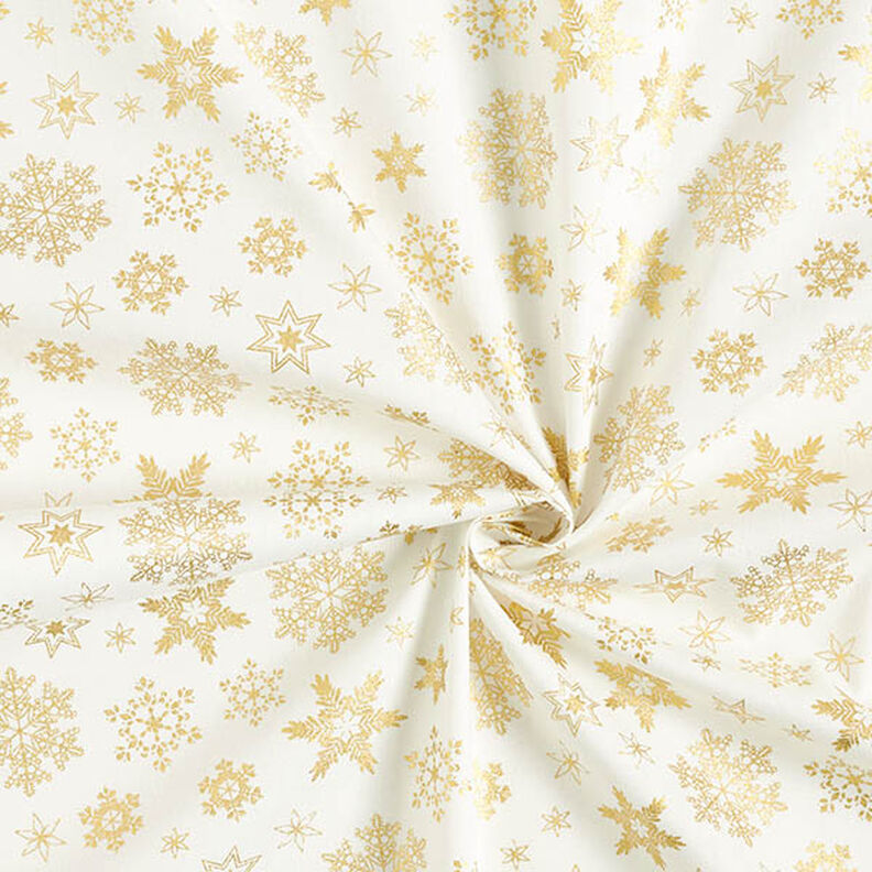 Cotton Poplin Snow Crystals – offwhite/gold, image number 3