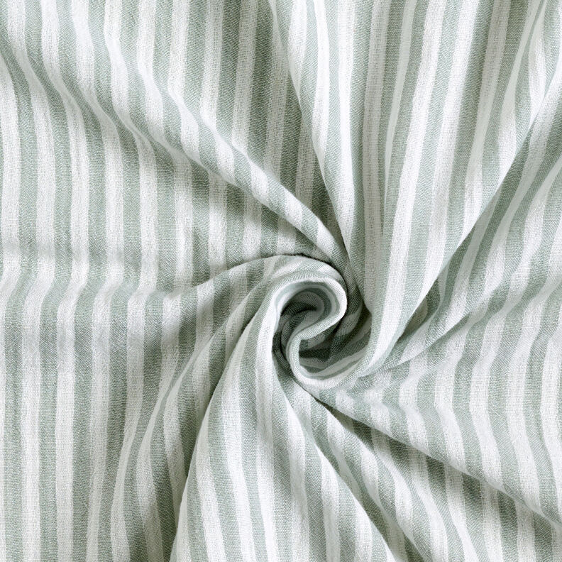 Double Gauze/Muslin Doubleface stripes – reed/white,  image number 4