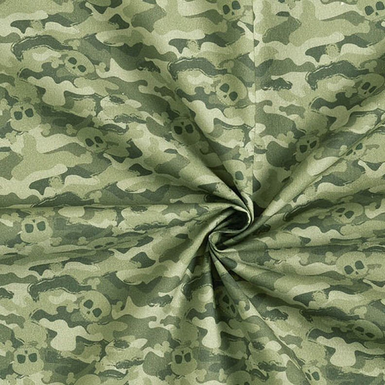 Organic Cotton Poplin camouflage skulls – pistachio,  image number 3
