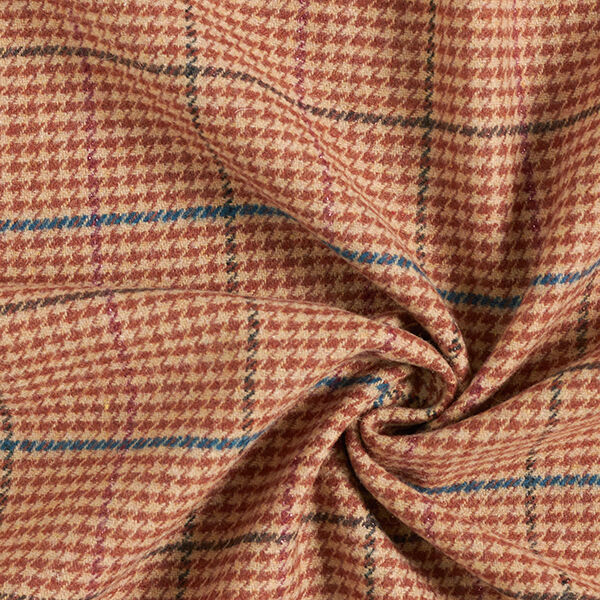 Houndstooth Plaid Coating Fabric with Glitter Effect – beige/copper,  image number 3