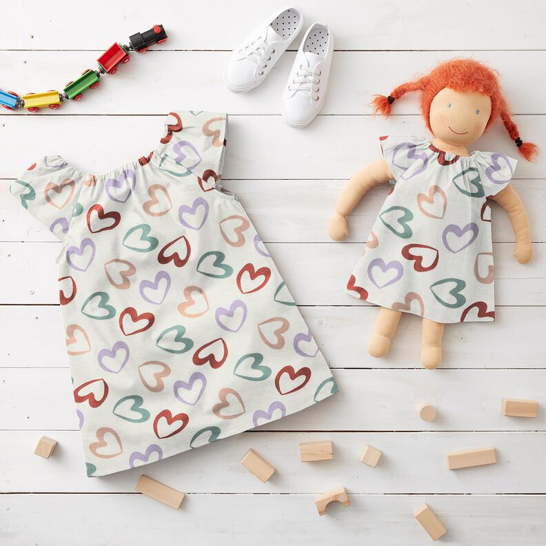 Cotton Jersey colourful hearts &ndash; white/mauve,  image number 6