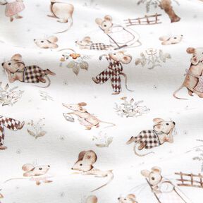 Cotton Jersey Mouse family Digital Print – offwhite, 