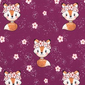 Cotton Jersey Fox with flowers | Glitzerpüppi – grape/peach orange, 