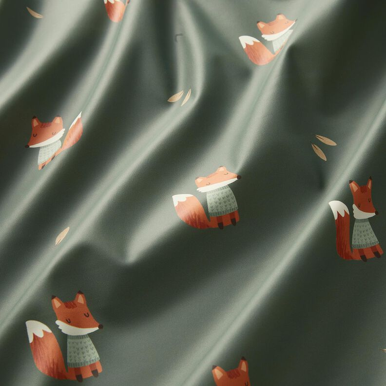 Raincoat Fabric Fox Digital Print – reed,  image number 3