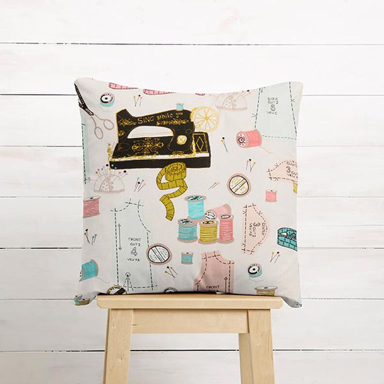 Decor Fabric Half Panama Sewing machine – light beige/salmon,  image number 7