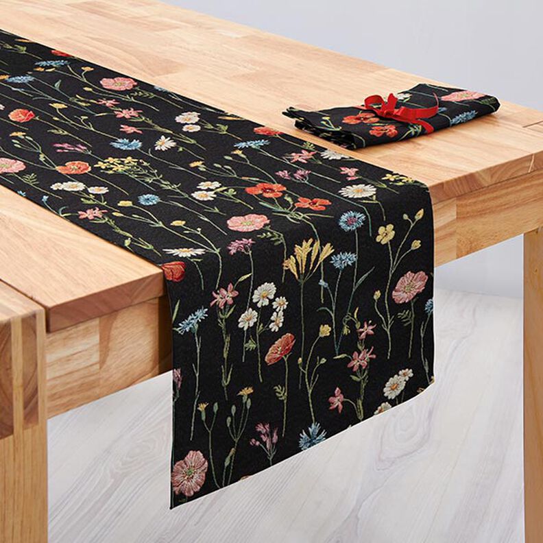 Decor Fabric Tapestry Fabric wildflowers – black/rosé,  image number 6
