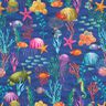 Decor Fabric Half Panama colorful underwater world – navy blue/turquoise,  thumbnail number 1