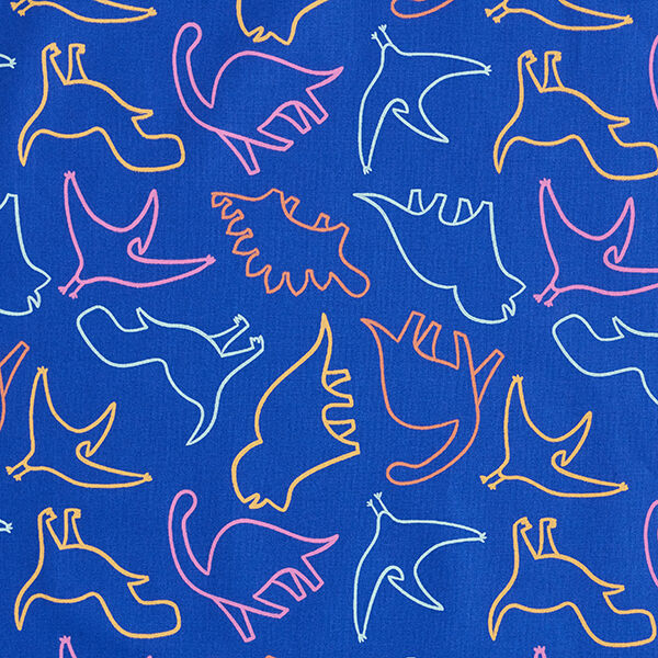 Cotton Poplin Dino contours – royal blue,  image number 1