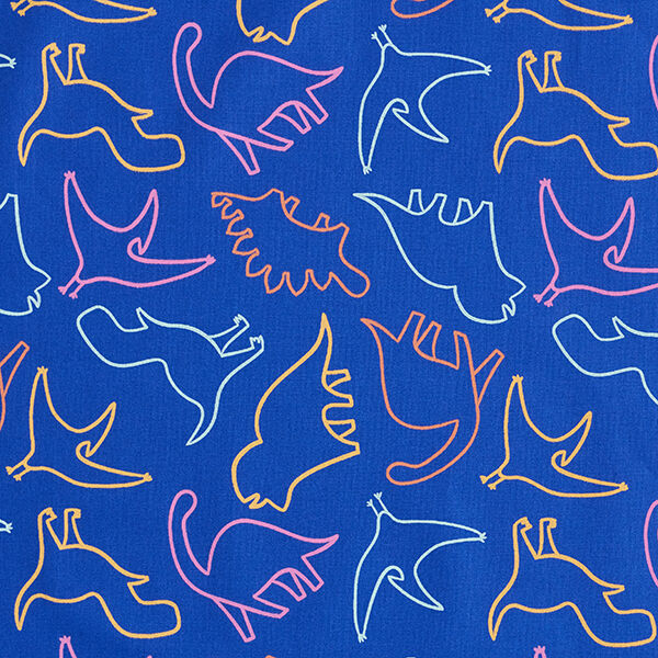 Cotton Poplin Dino contours – royal blue, image number 1