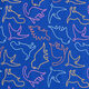 Cotton Poplin Dino contours – royal blue,  thumbnail number 1