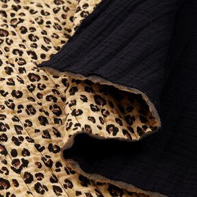 Muslin Quilted Fabric Leopard Print – beige/black, 