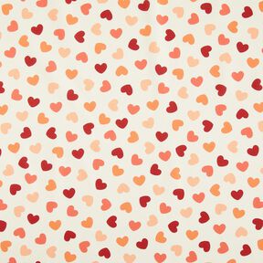 Decor Fabric Half Panama dispersed hearts – cream/dark red, 