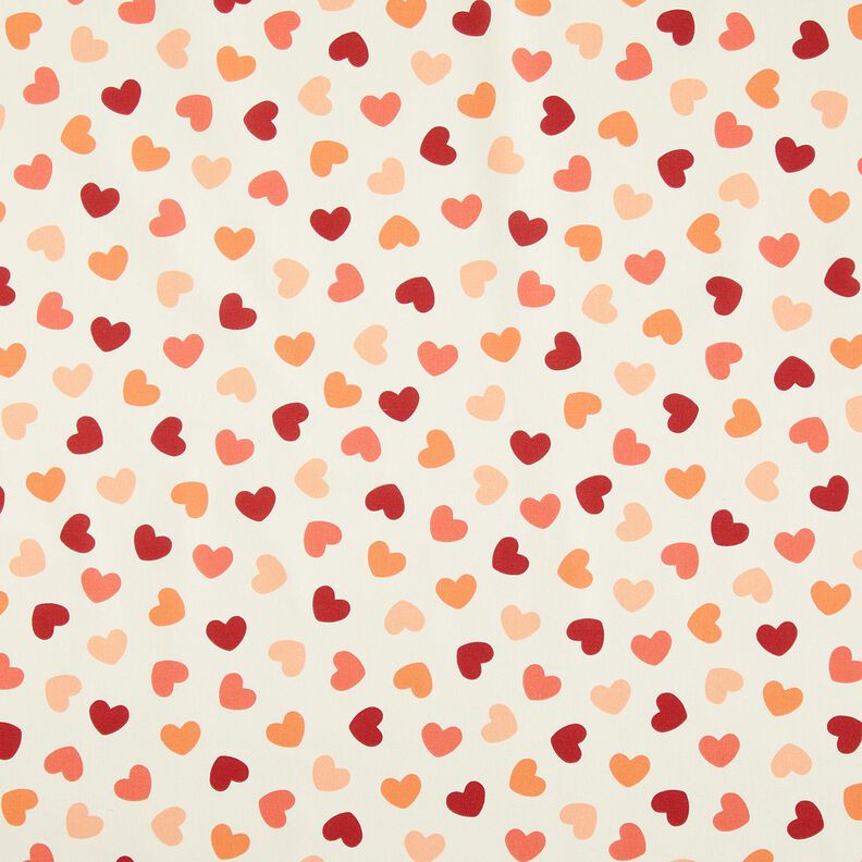 Decor Fabric Half Panama dispersed hearts – cream/dark red,  image number 1