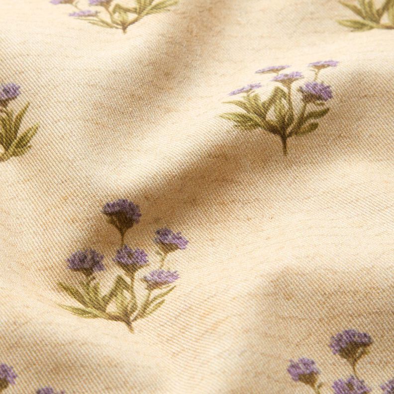 Decor Fabric Cotton Twill flowers and writing – beige,  image number 2