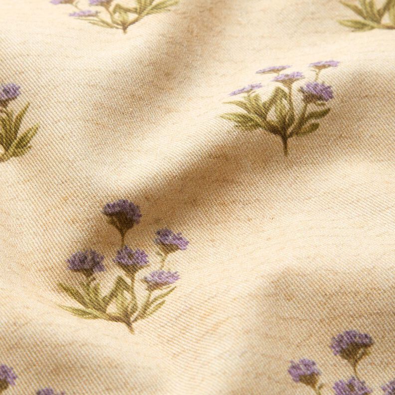 Decor Fabric Cotton Twill flowers and writing  – beige,  image number 2