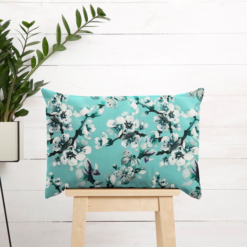 Outdoor Fabric Canvas cherry blossom – aqua blue,  image number 8