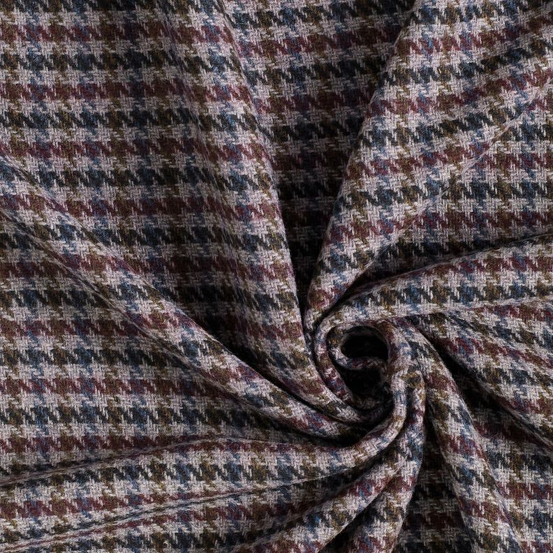 Coat Fabric Wool Blend small houndstooth – merlot/silver,  image number 3