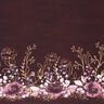 Cotton Jersey Border Fabric Flowers in gold glitter | Glitzerpüppi – burgundy/pastel mauve,  thumbnail number 1