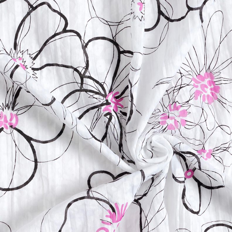 crinkle voile flowers and leopard print – white/black,  image number 3