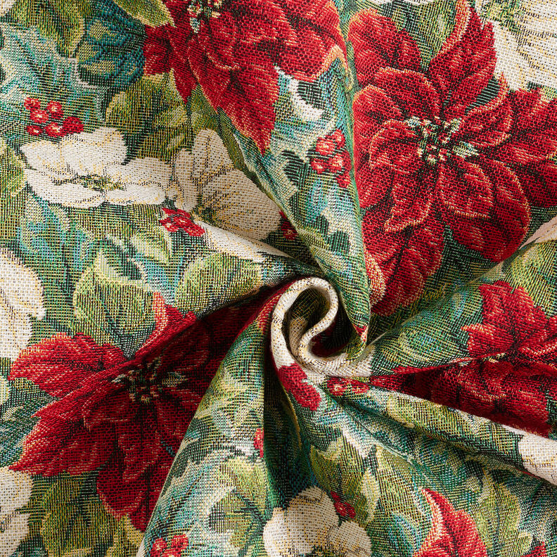 Decor Fabric Tapestry Fabric two-tone poinsettias – light beige/red,  image number 3